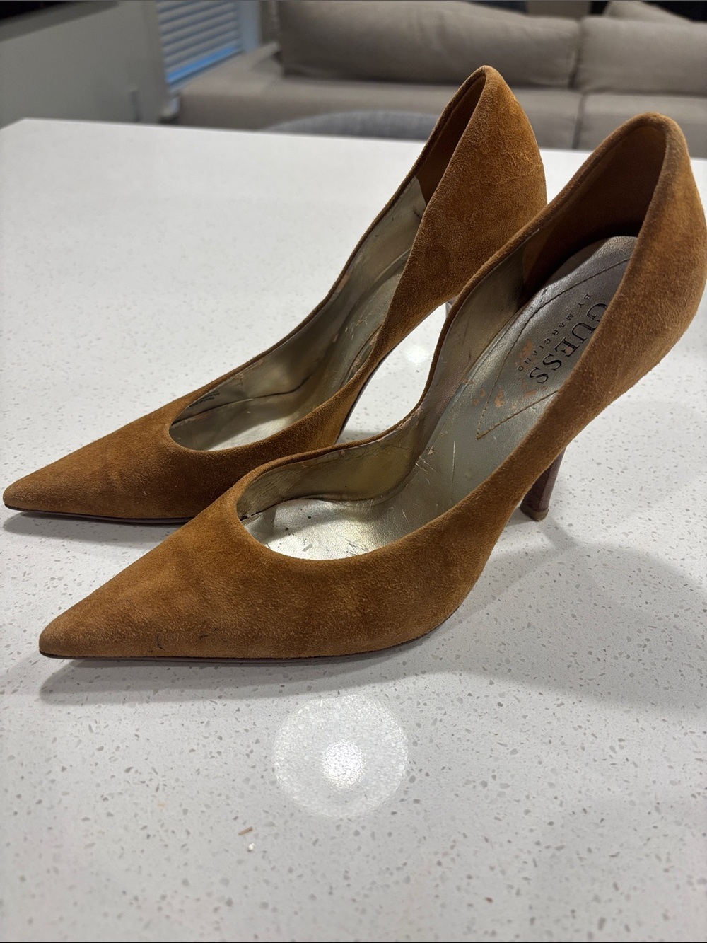 GUESS by Marciano Brown Suede Pointed Toe Pumps Size 7